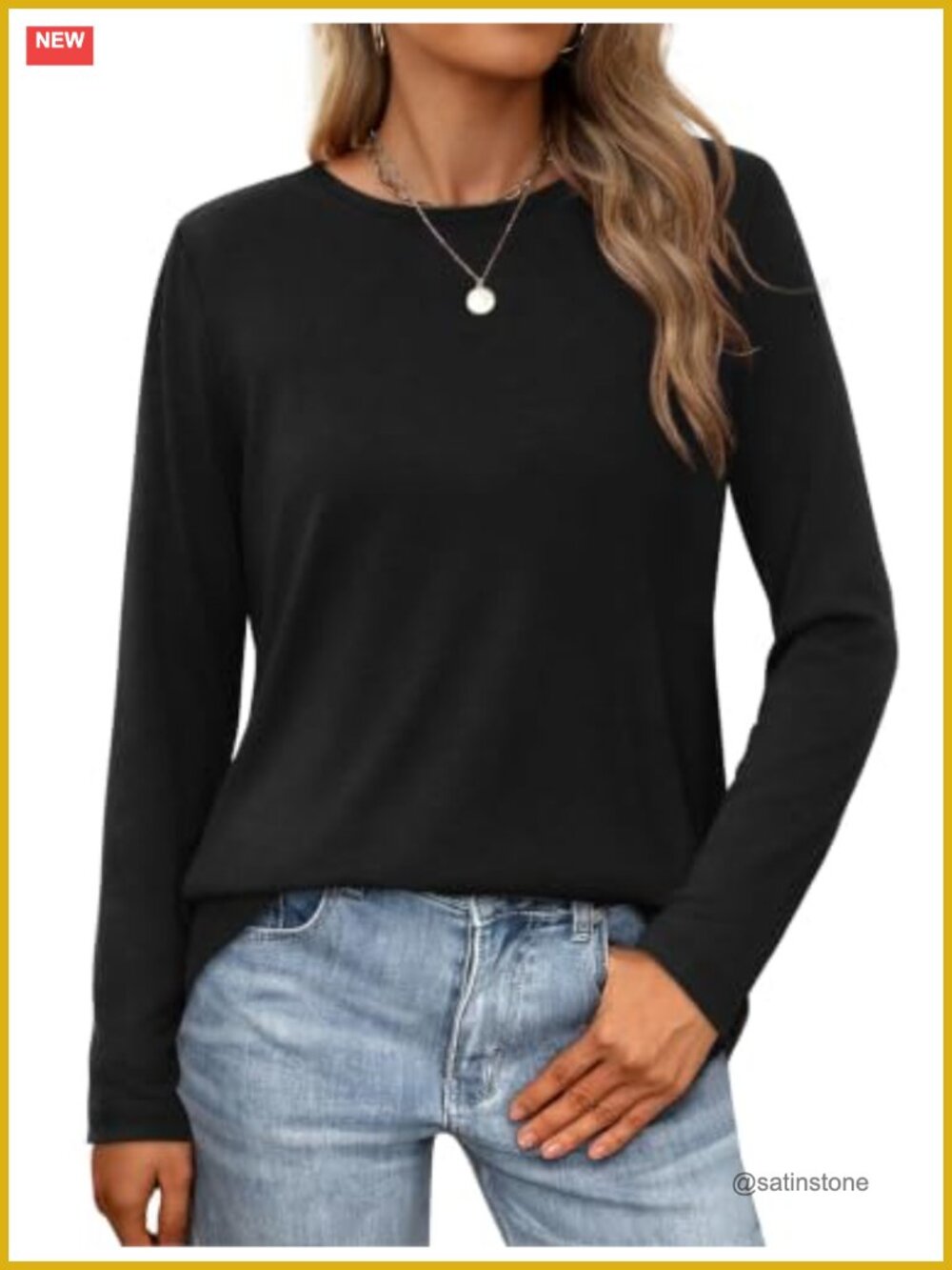 Long Sleeve Crewneck T-Shirt Casual Basic Top Loose Fit Comfy Women's